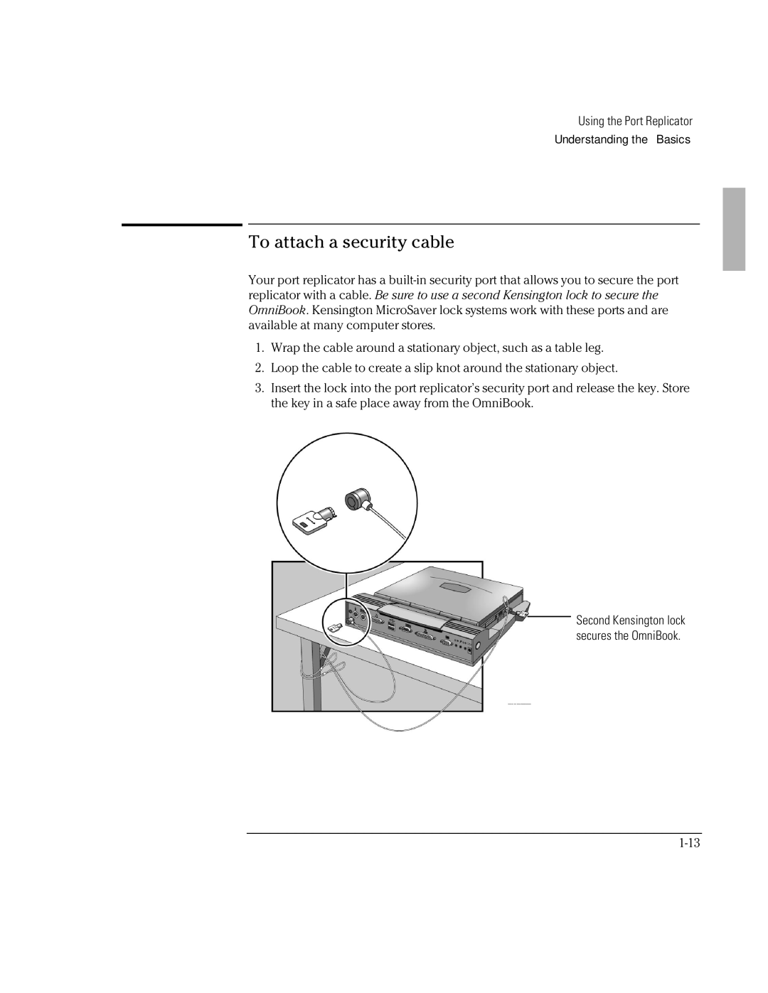 HP F1381A manual To attach a security cable 