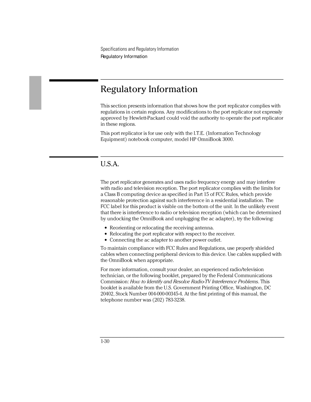 HP F1381A manual Regulatory Information 