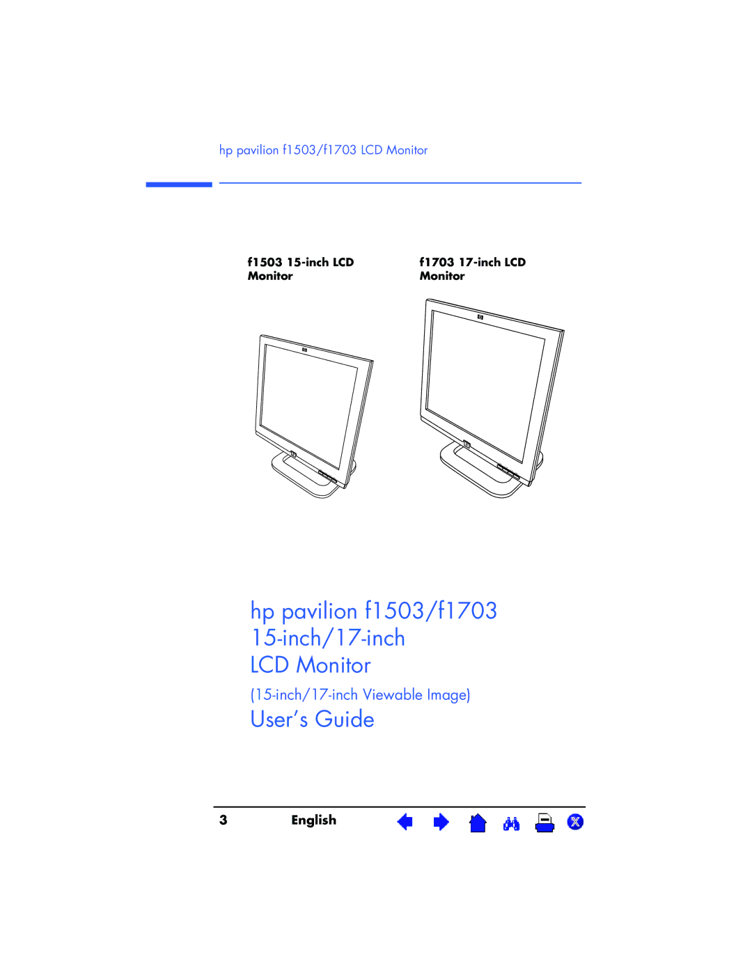 HP f1703 17 inch, f1503 15 inch manual Hp pavilion f1503/f1703 15-inch/17-inch LCD Monitor 