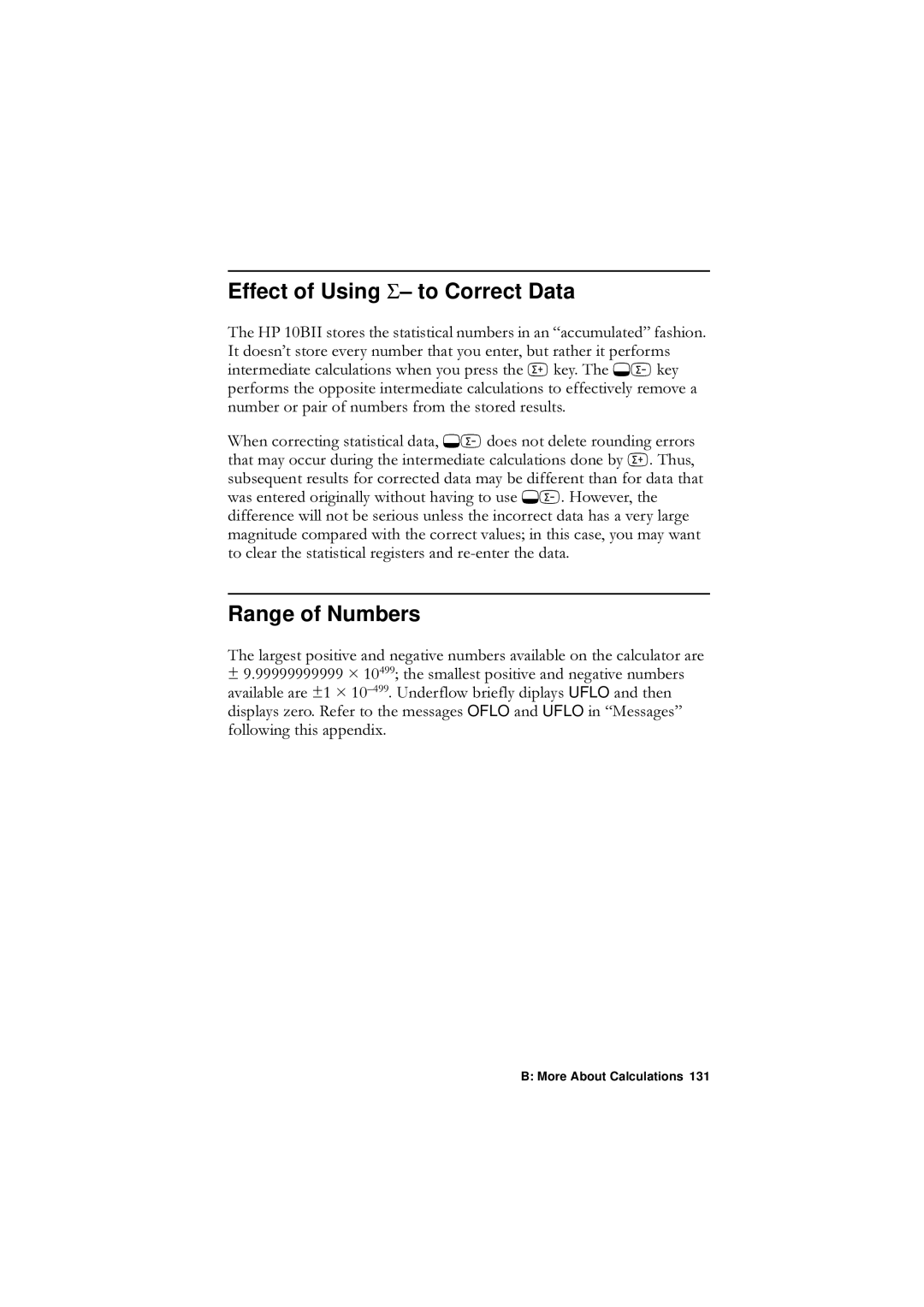 HP F1902-90001 manual Effect of Using Σ- to Correct Data, Range of Numbers, IroorzlqjWklvDsshqgl 