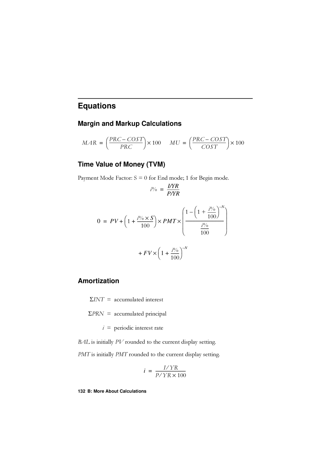 HP F1902-90001 Equations, Margin and Markup Calculations, Time Value of Money TVM, Amortization, ShulrglfLqwhuhvwUdwh 