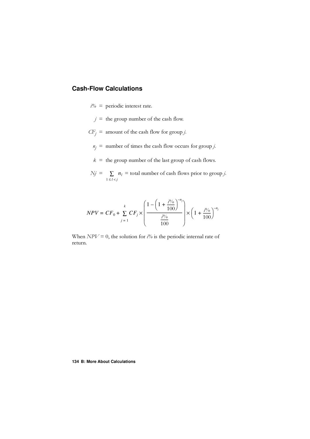 HP F1902-90001 manual Cash-Flow Calculations, , WkhJurxsQxpehuRiWkhOdvwJurxsRiFdvkIorzv 