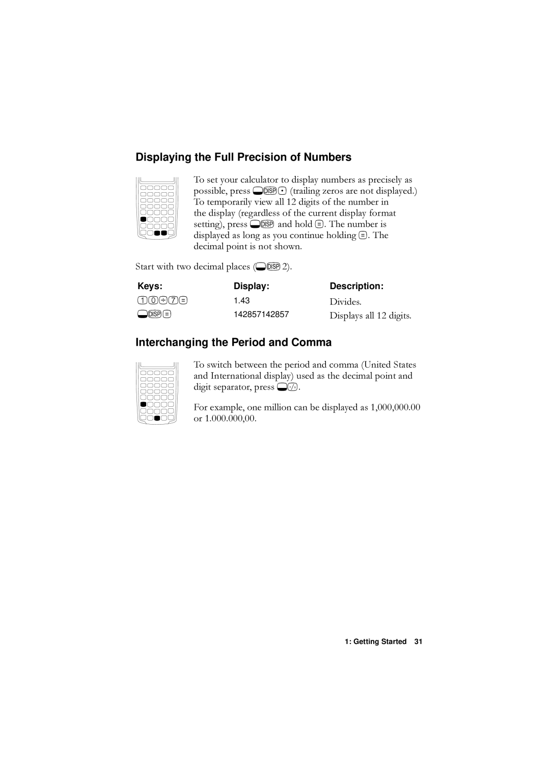 HP F1902-90001 Displaying the Full Precision of Numbers, Interchanging the Period and Comma, GhflpdoSrlqwLvQrwVkrzq 