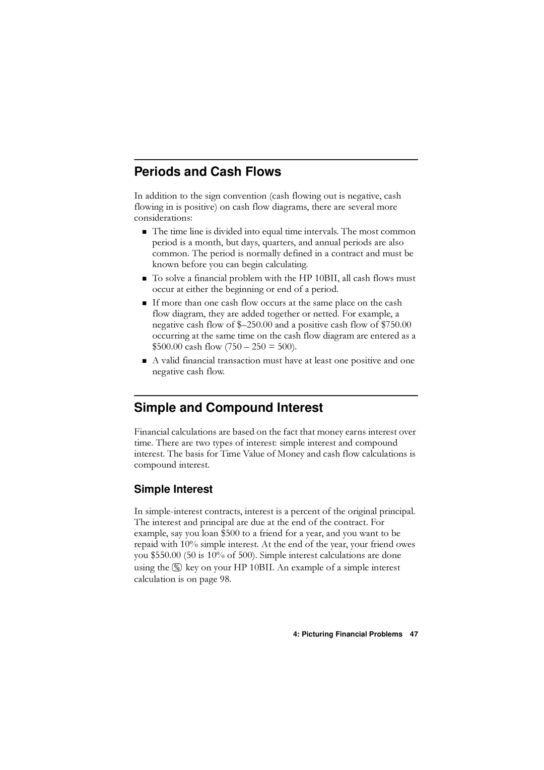 HP F1902-90001 manual Periods and Cash Flows, Simple and Compound Interest, Simple Interest, FrpsrxqgLqwhuhvw 