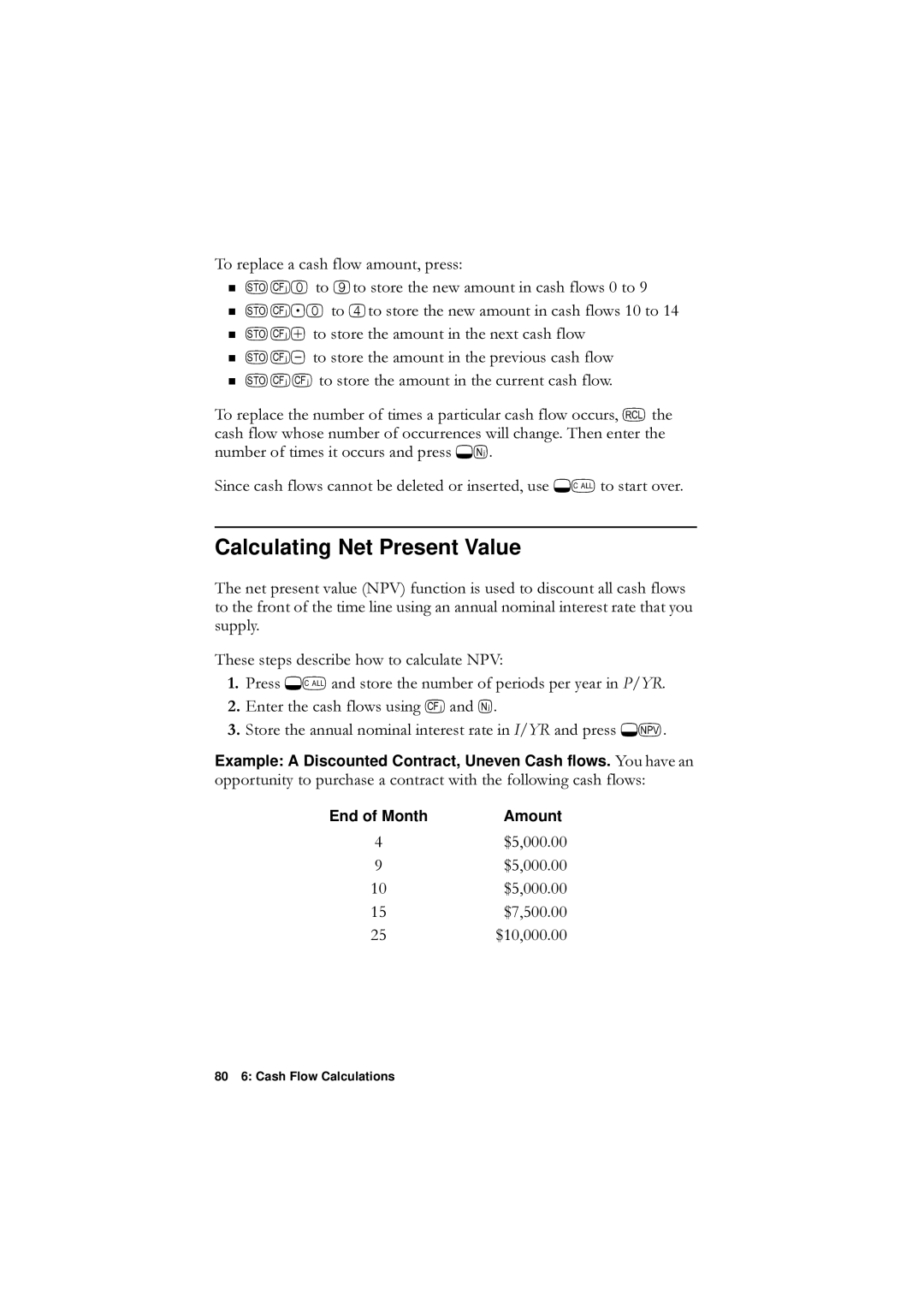 HP F1902-90001 manual Calculating Net Present Value, 7RUHSODFHDFDVKIORZDPRXQWSUHVV, ,  