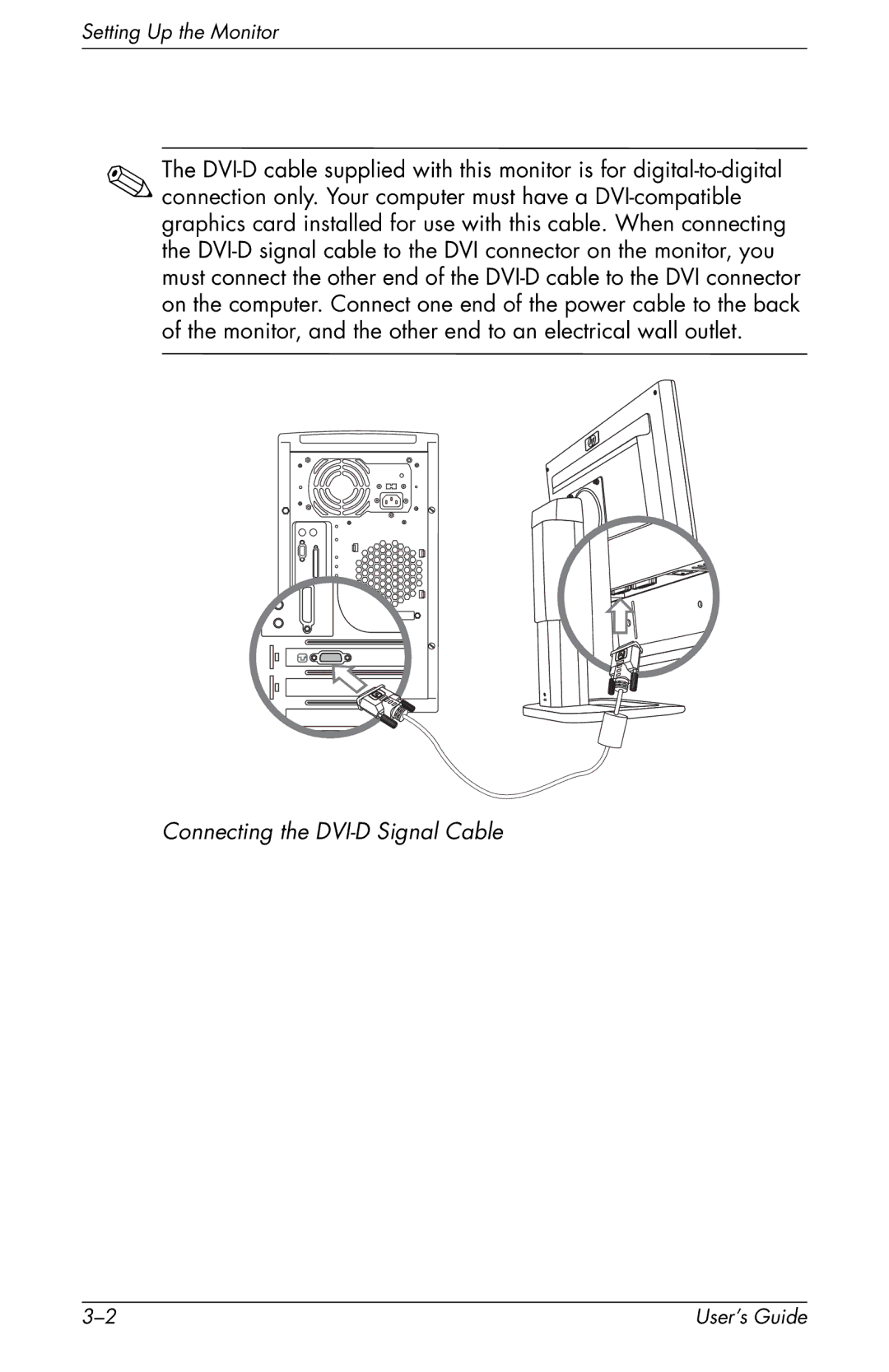 HP f1903 19 inch manual Connecting the DVI-D Signal Cable 