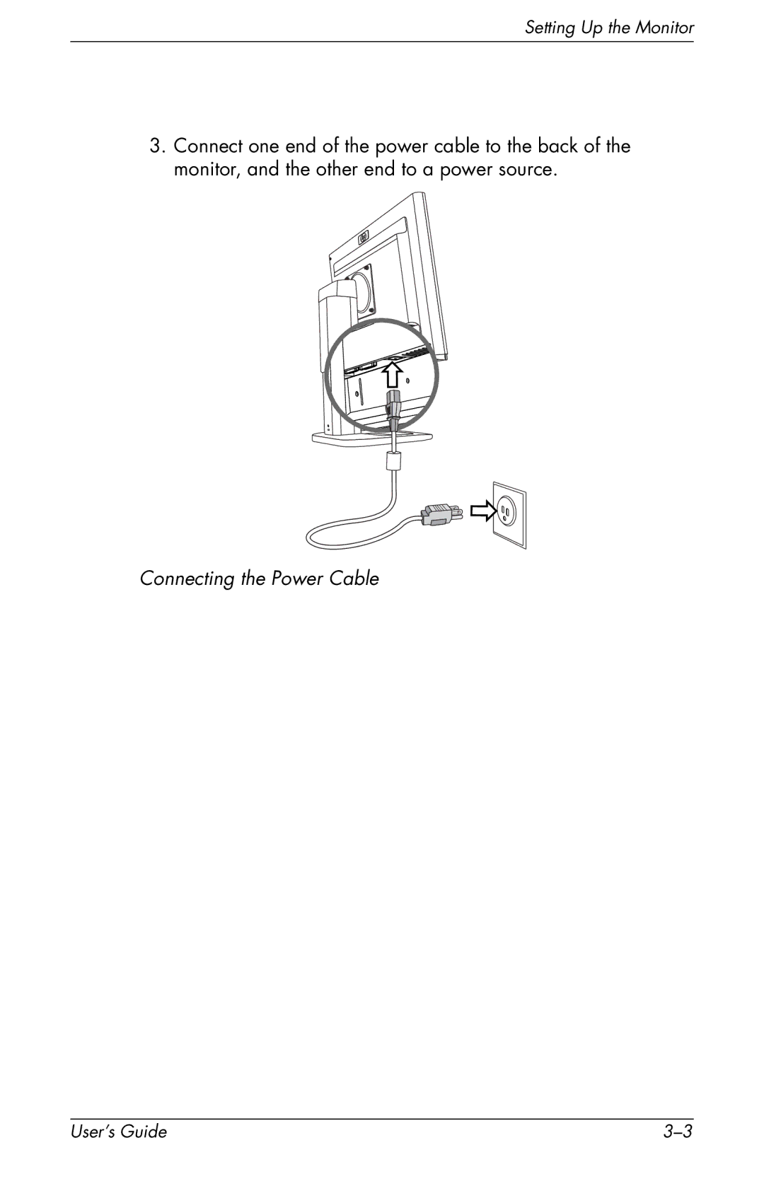 HP f1903 19 inch manual Connecting the Power Cable 