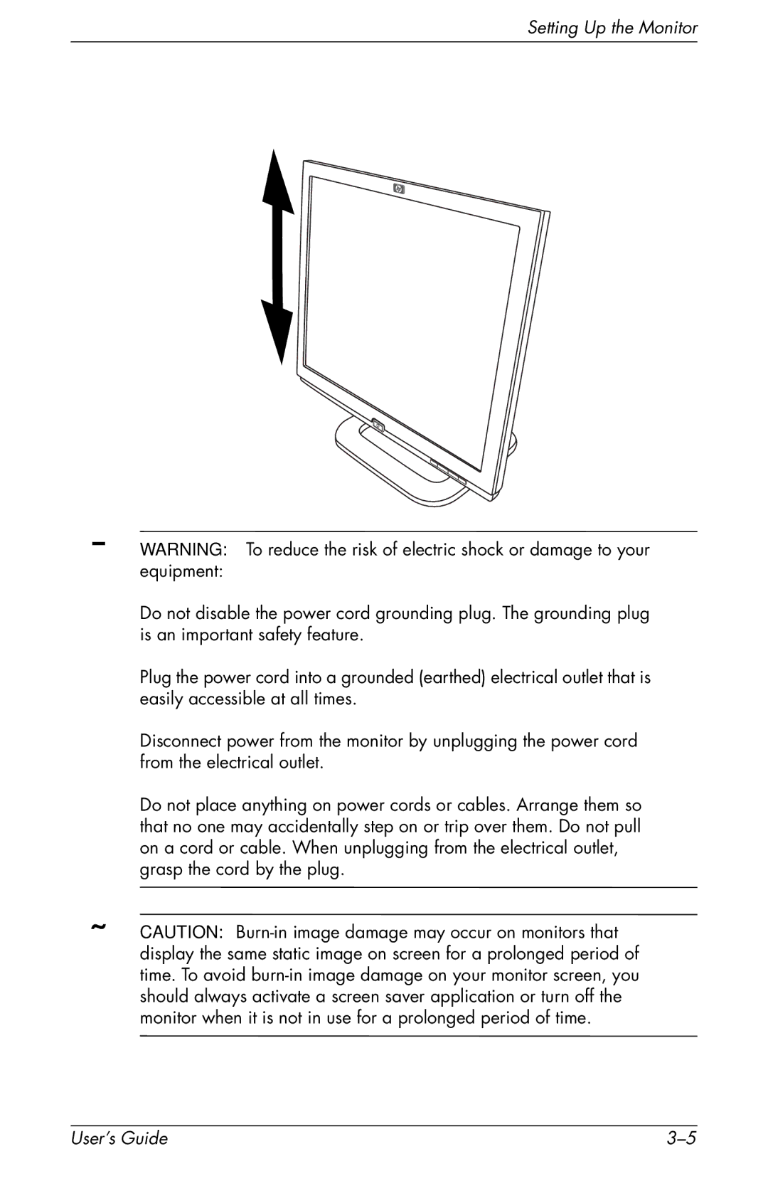 HP f1903 19 inch manual Setting Up the Monitor 