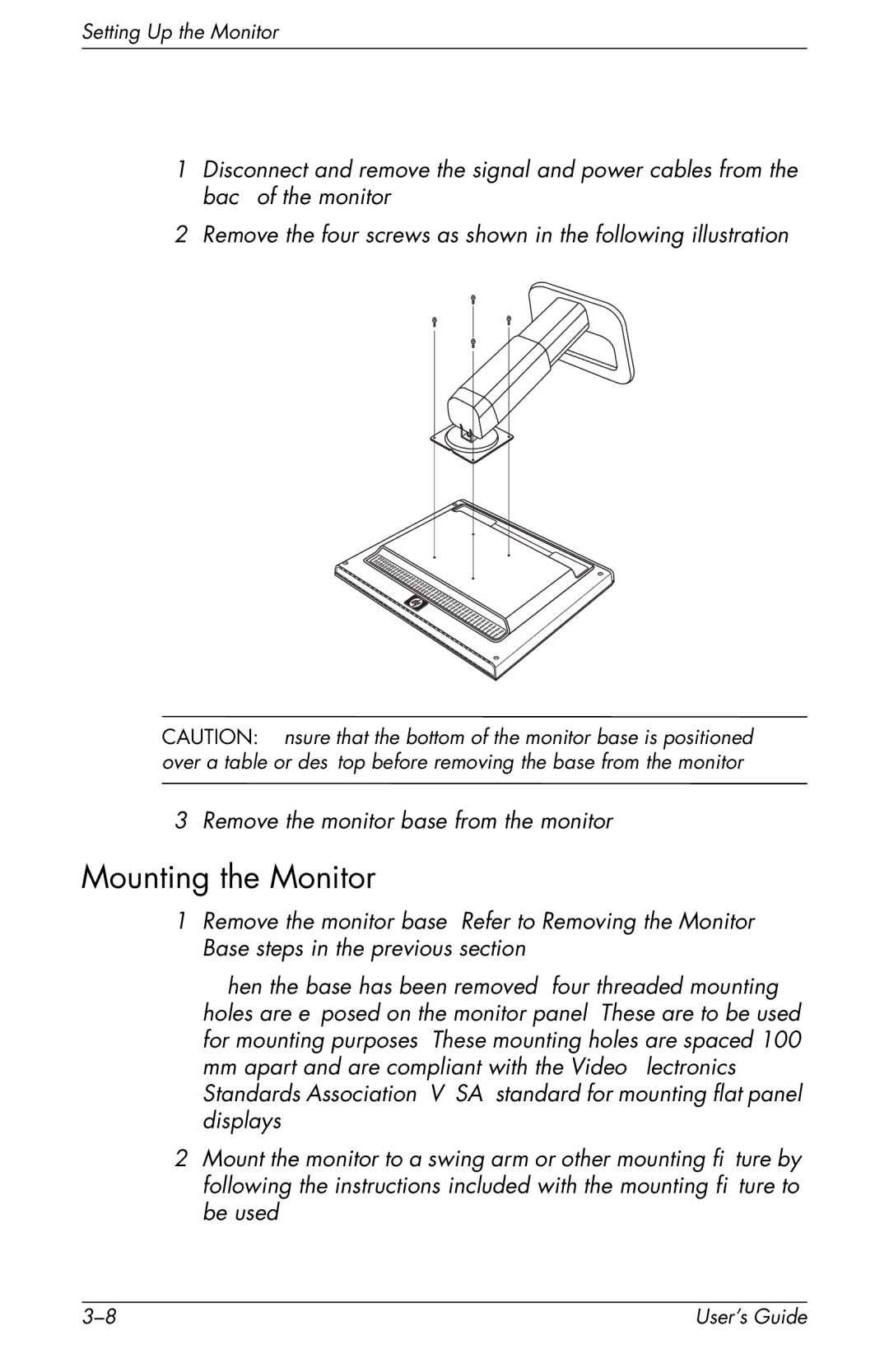 HP f1903 19 inch manual Mounting the Monitor 