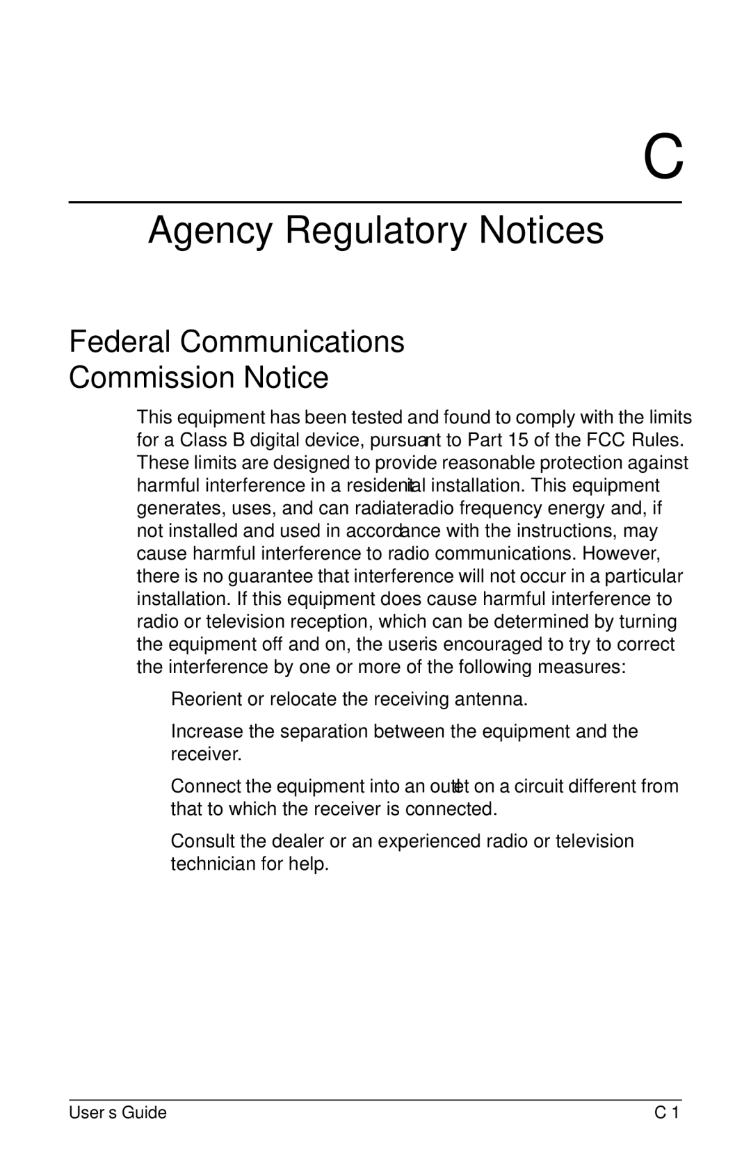 HP f1903 19 inch manual Agency Regulatory Notices, Federal Communications Commission Notice 