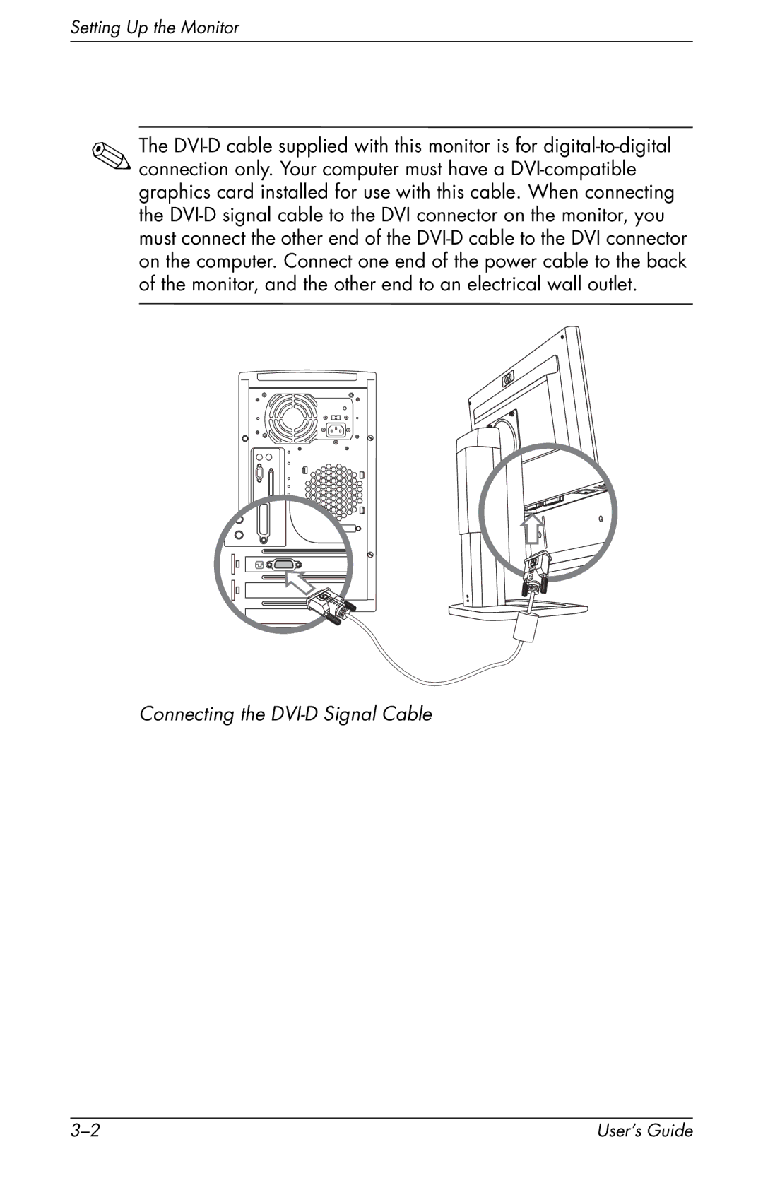 HP f1904 manual Connecting the DVI-D Signal Cable 