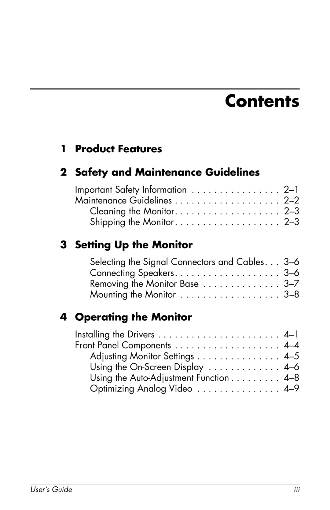 HP f1904 manual Contents 