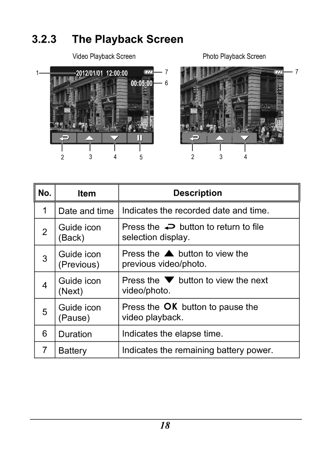 HP f200 Car manual Playback Screen 