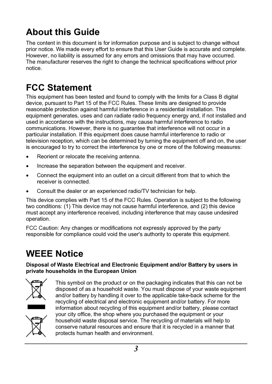 HP f200 Car manual About this Guide, FCC Statement, Weee Notice 