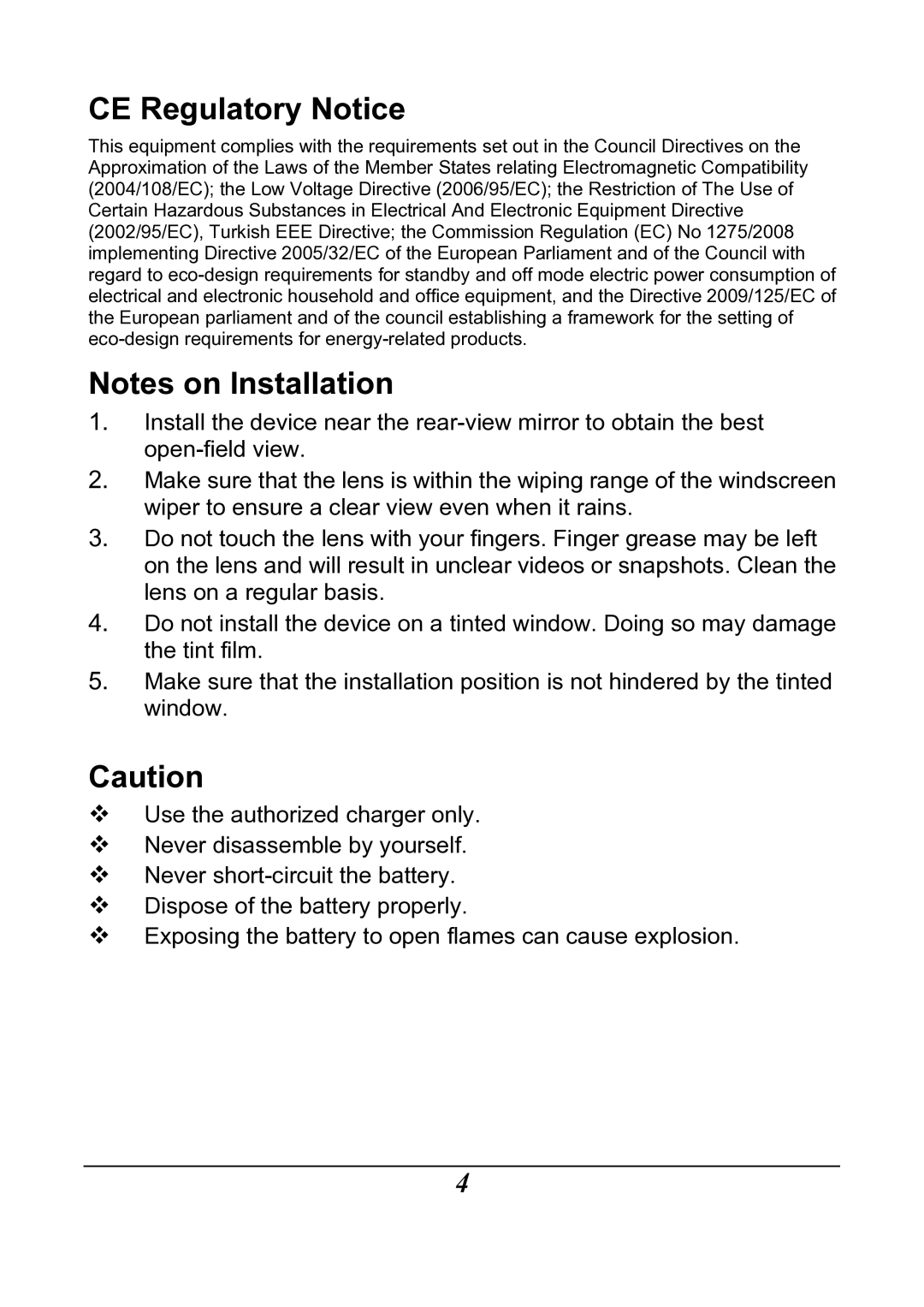 HP f200 Car manual CE Regulatory Notice 