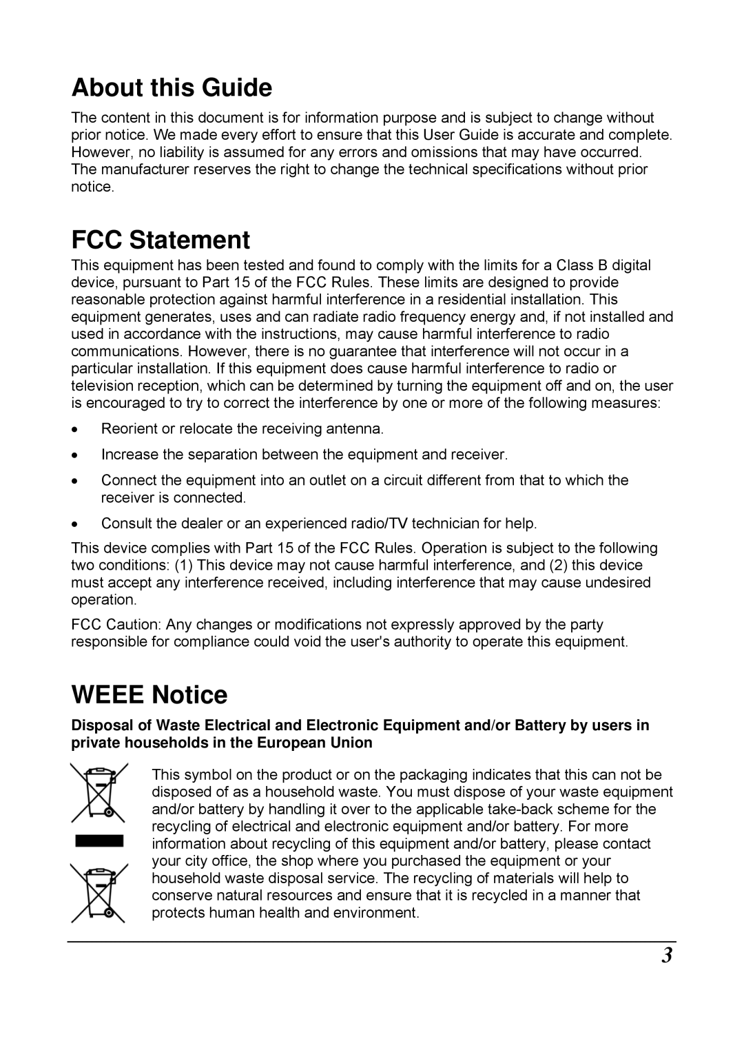 HP f210 Car manual About this Guide, FCC Statement, Weee Notice 