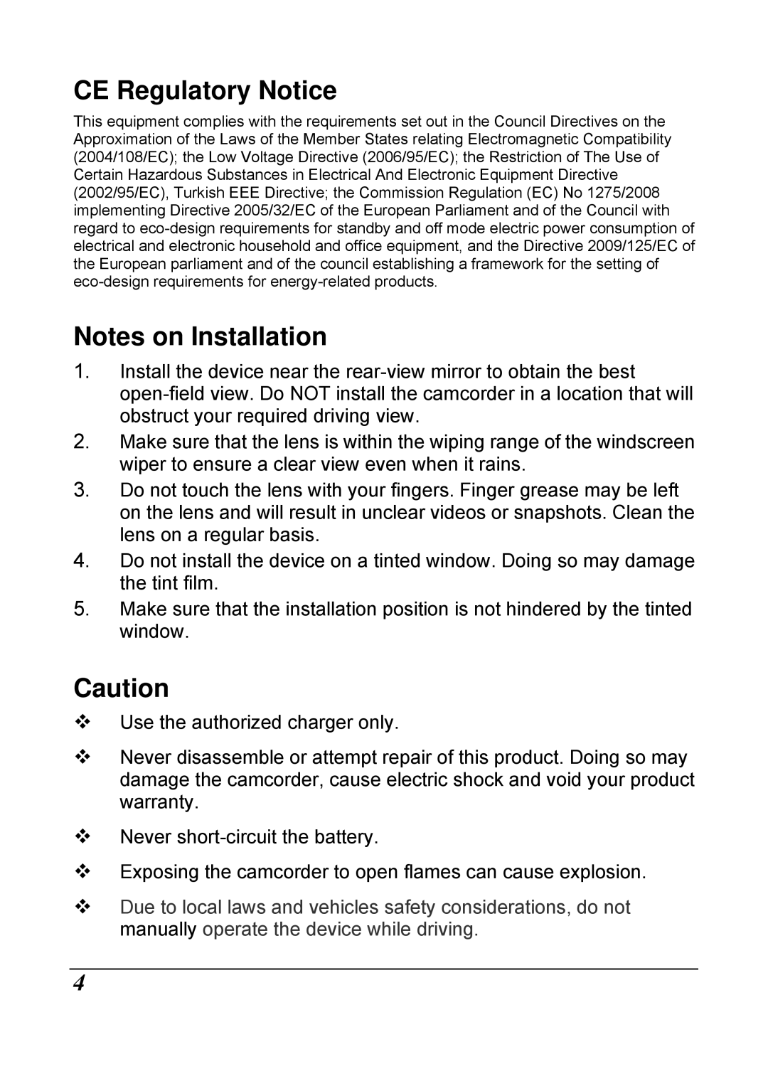 HP f210 Car manual CE Regulatory Notice 