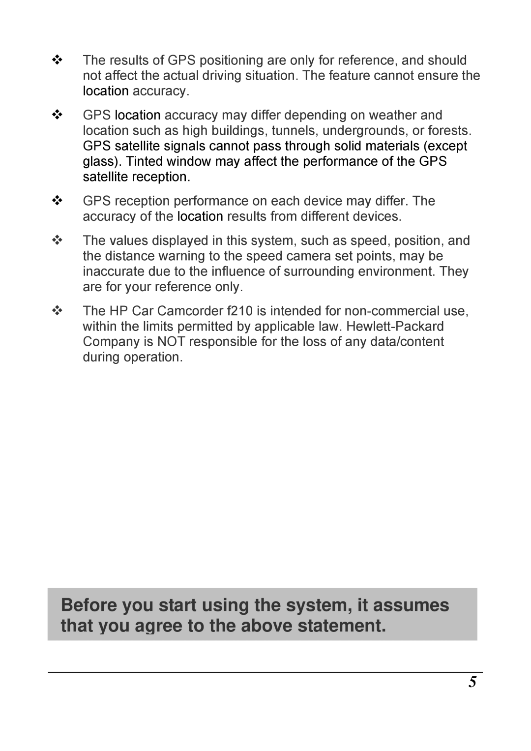 HP f210 Car manual 