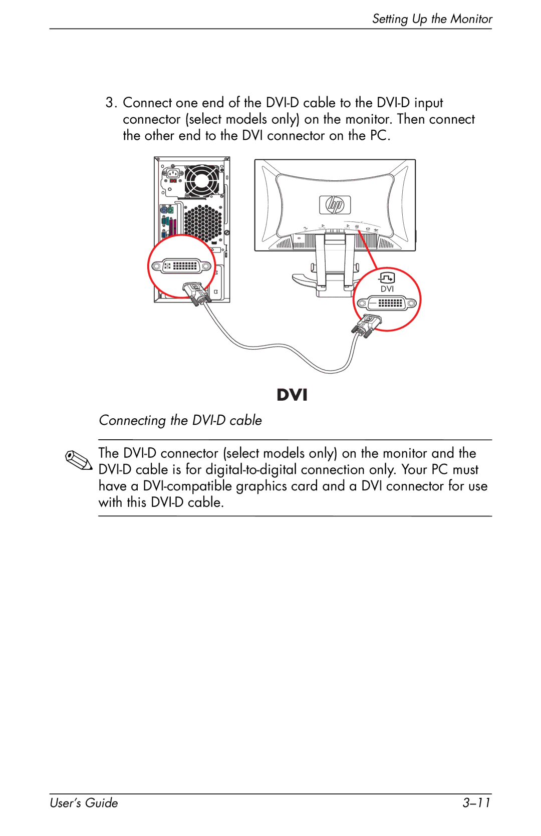 HP F2105 manual Dvi, Connecting the DVI-D cable 