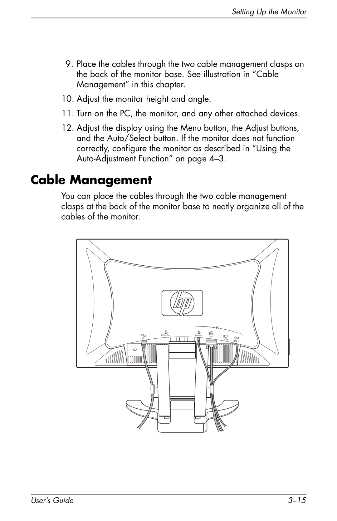 HP F2105 manual Cable Management 