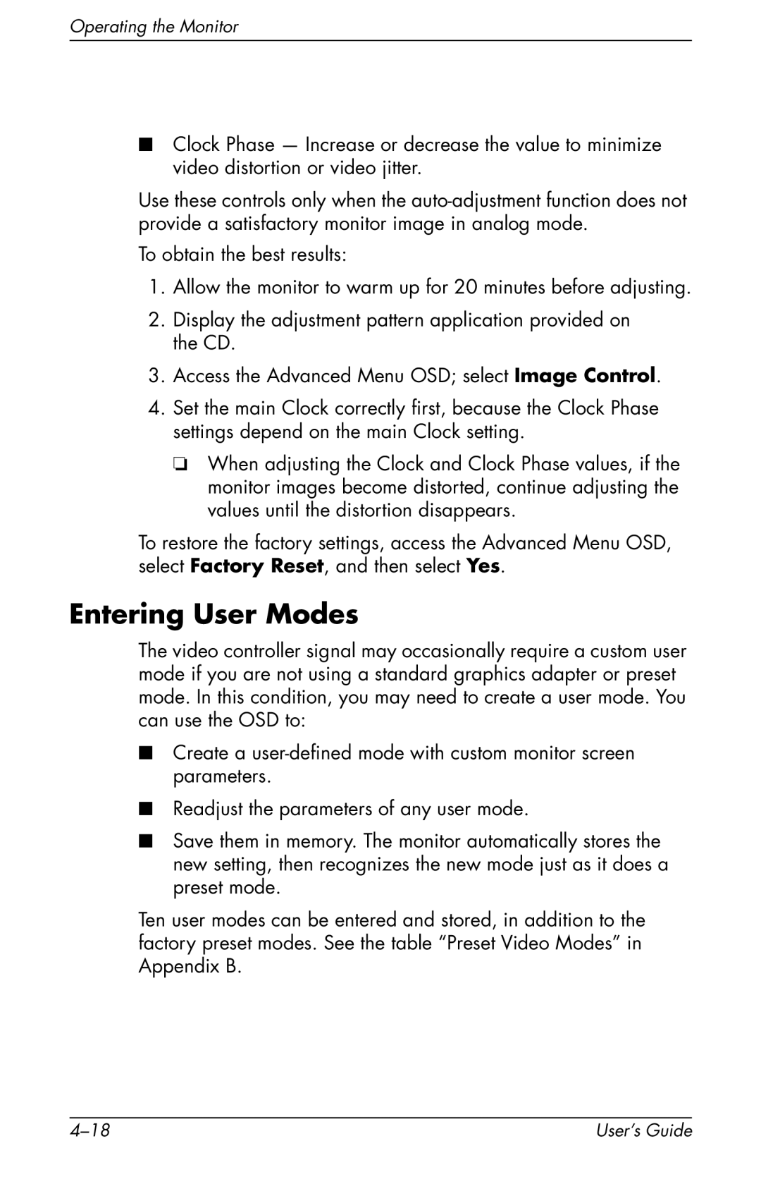 HP F2105 manual Entering User Modes 