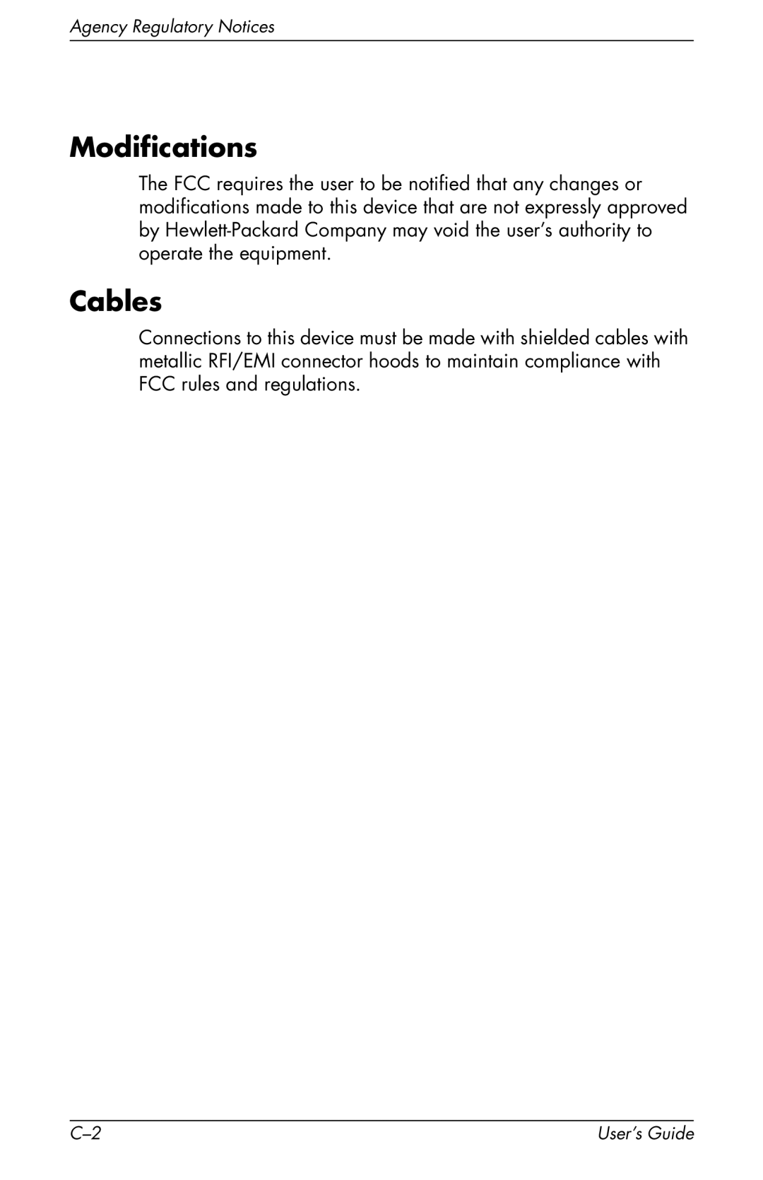 HP F2105 manual Modifications, Cables 