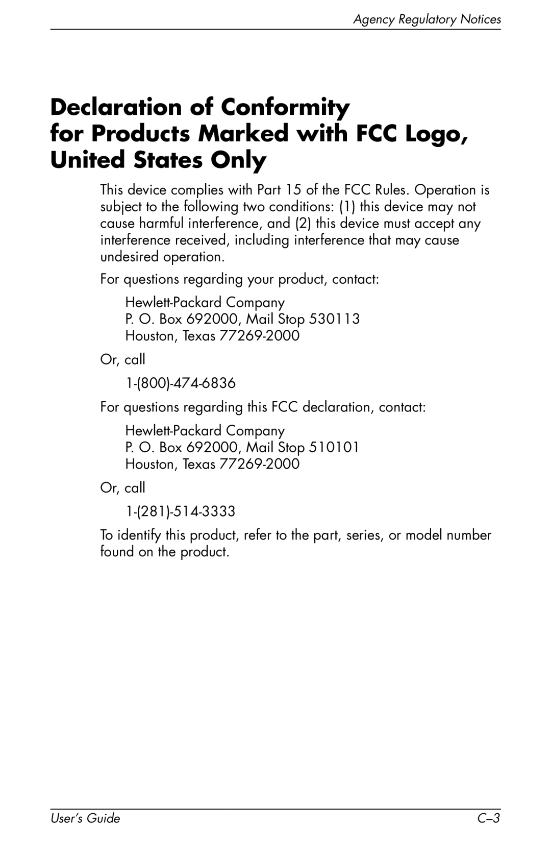 HP F2105 manual Agency Regulatory Notices 