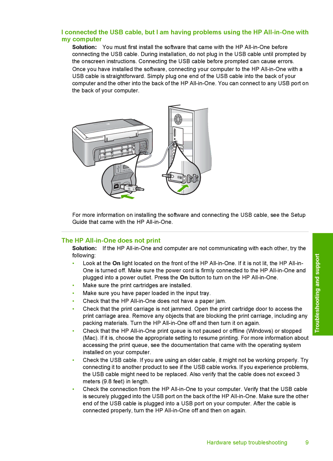 HP F2110, F2180, F2140 manual HP All-in-One does not print 