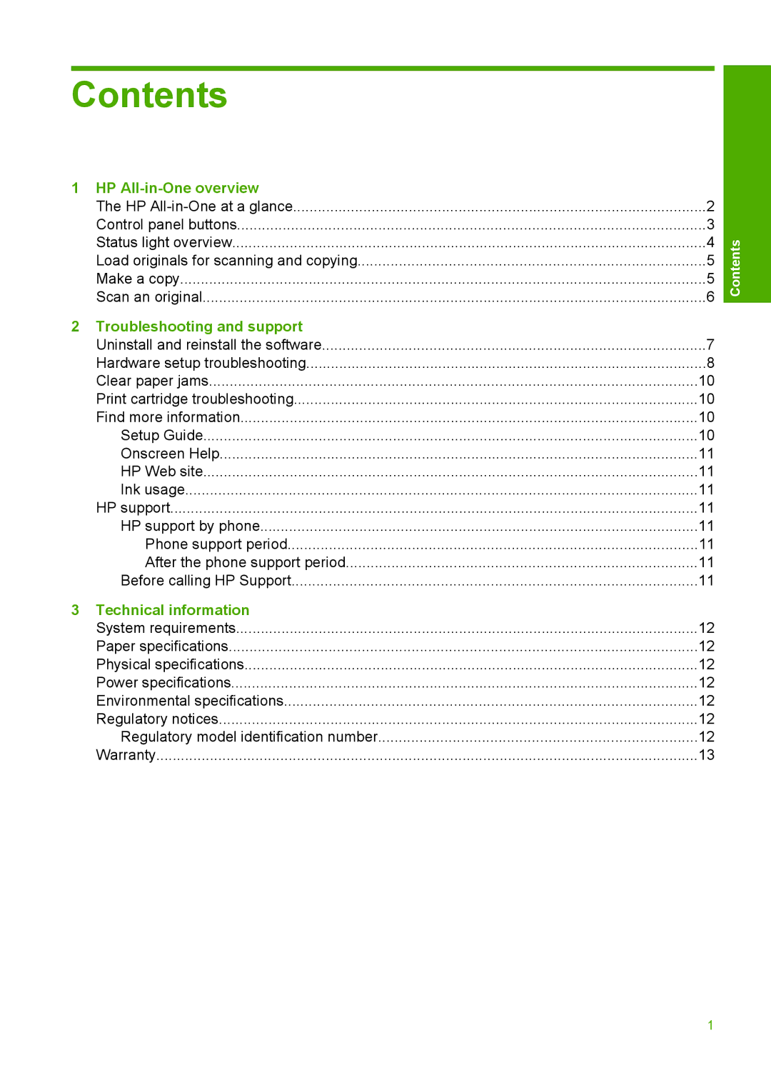 HP F2180, F2140, F2110 manual Contents 