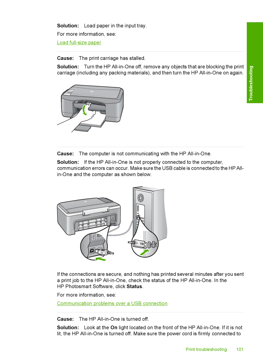 HP F2120, F2187, F2180, F2140, F2110 manual Communication problems over a USB connection 