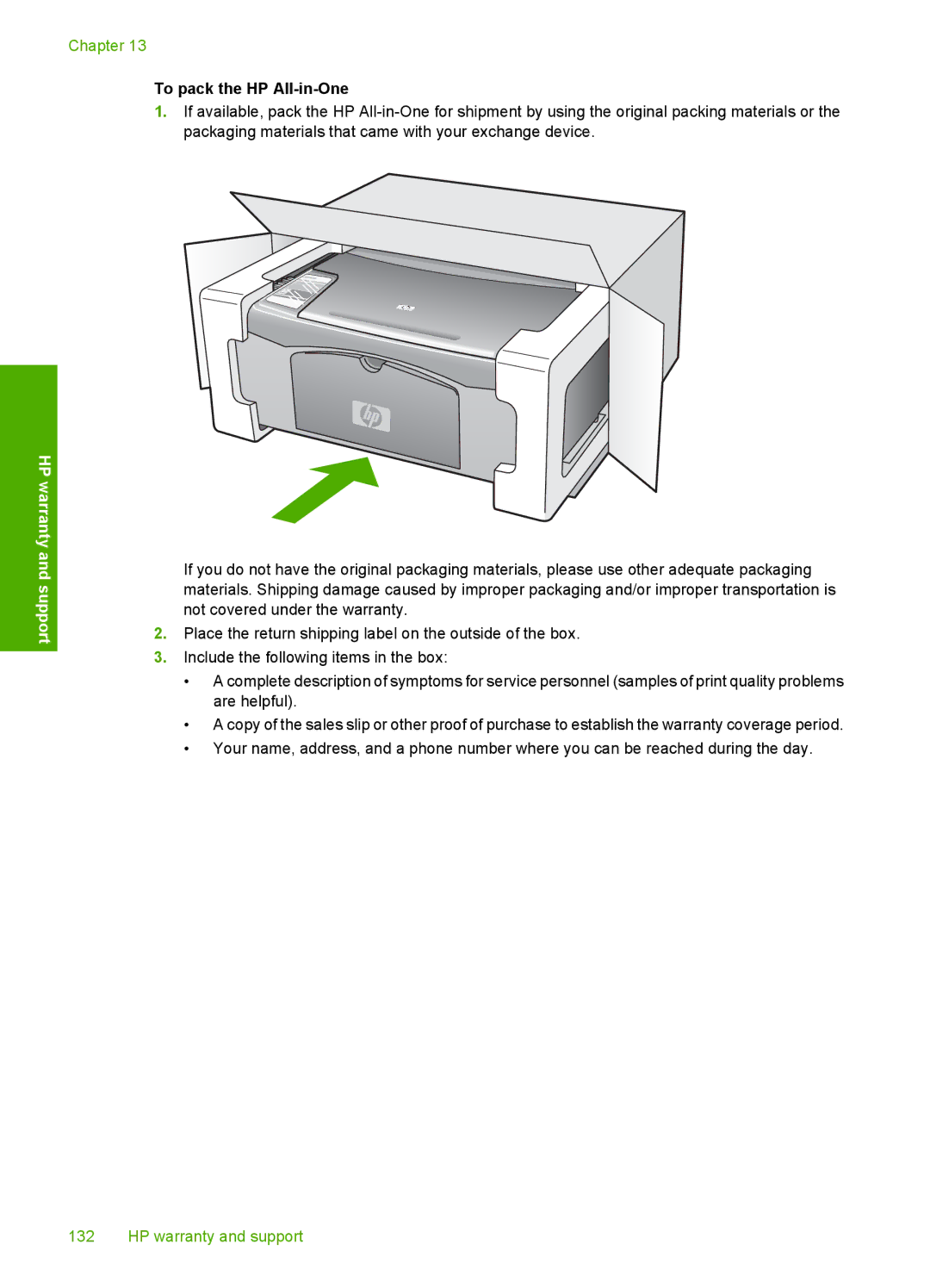 HP F2110, F2187, F2180, F2140, F2120 manual To pack the HP All-in-One 