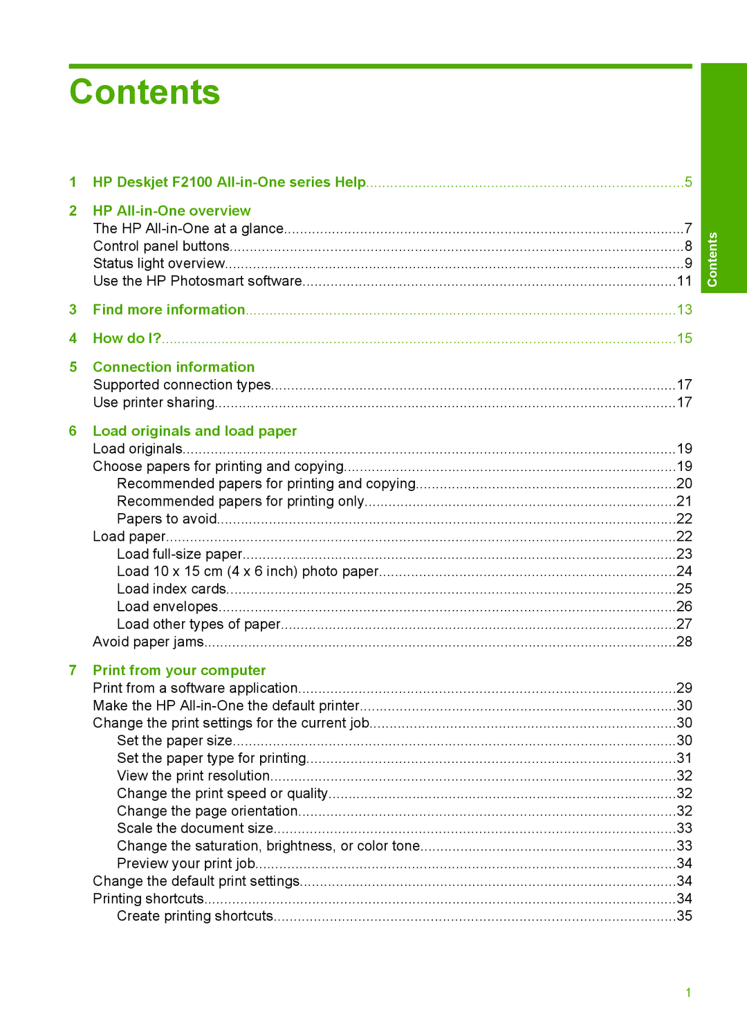 HP F2120, F2187, F2180, F2140, F2110 manual Contents 