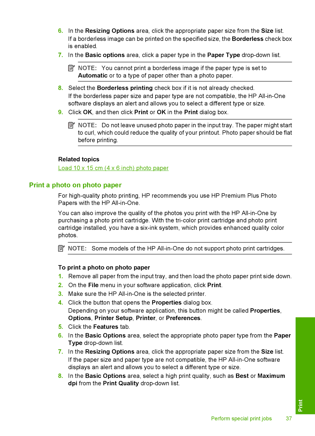 HP F2110, F2187, F2180, F2140, F2120 manual Print a photo on photo paper, To print a photo on photo paper 