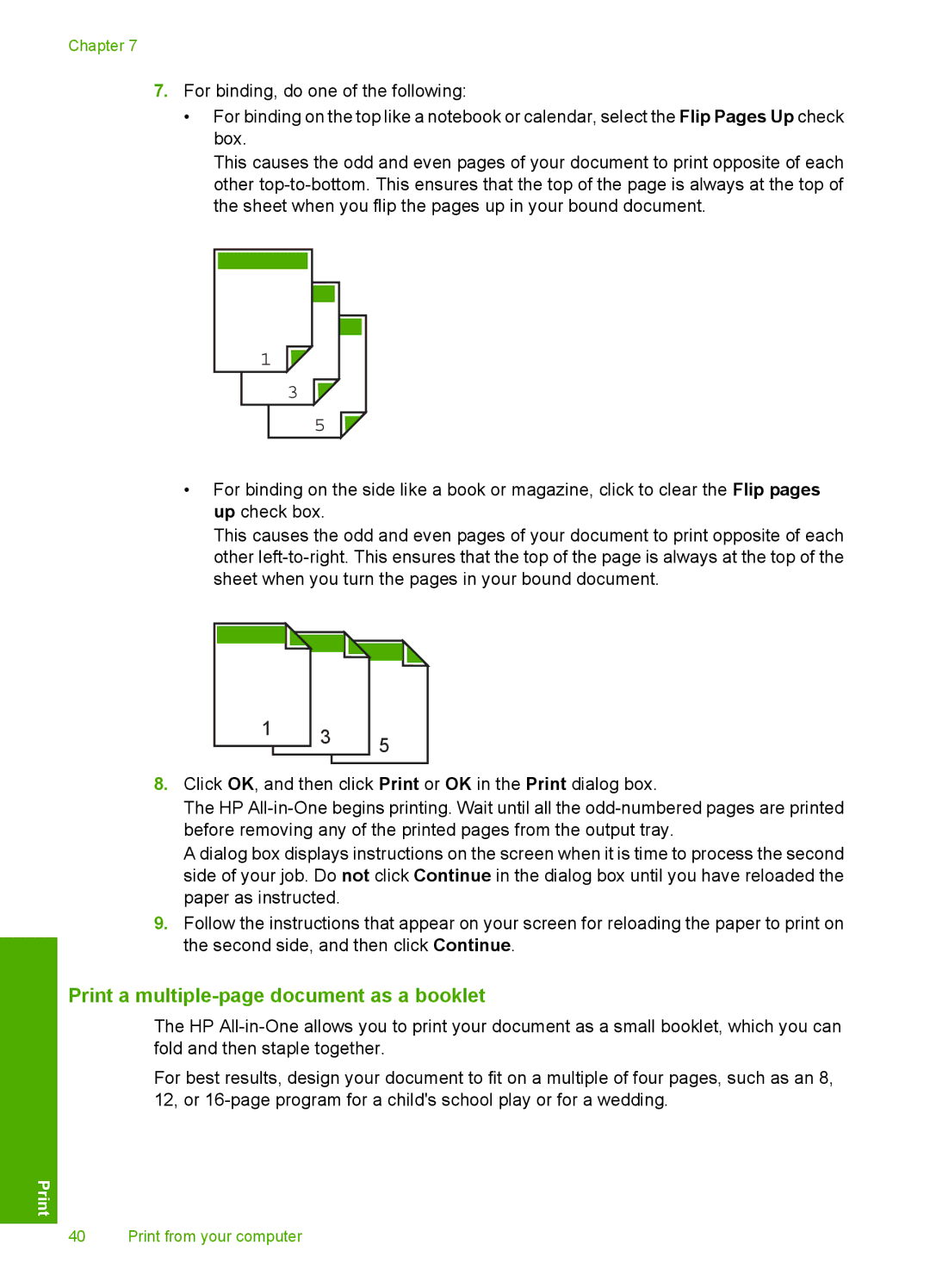 HP F2140, F2187, F2180, F2120, F2110 manual Print a multiple-page document as a booklet 