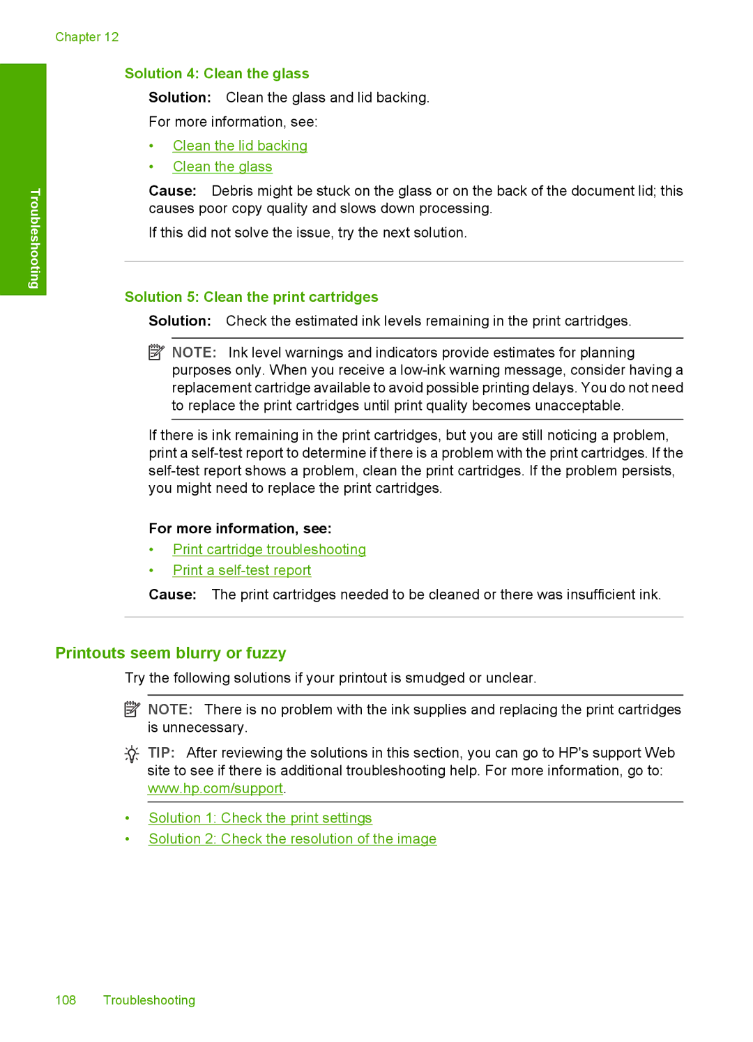 HP F2200 manual Printouts seem blurry or fuzzy, Solution 4 Clean the glass 