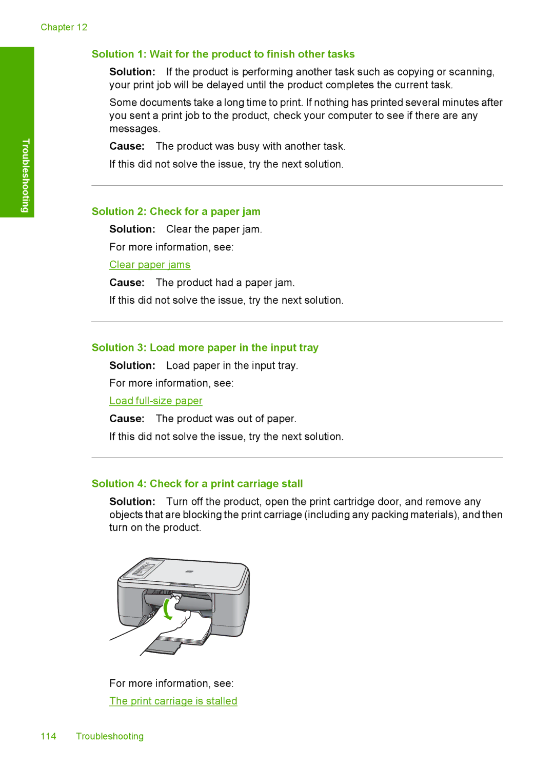 HP F2200 manual Solution 1 Wait for the product to finish other tasks, Solution 2 Check for a paper jam 