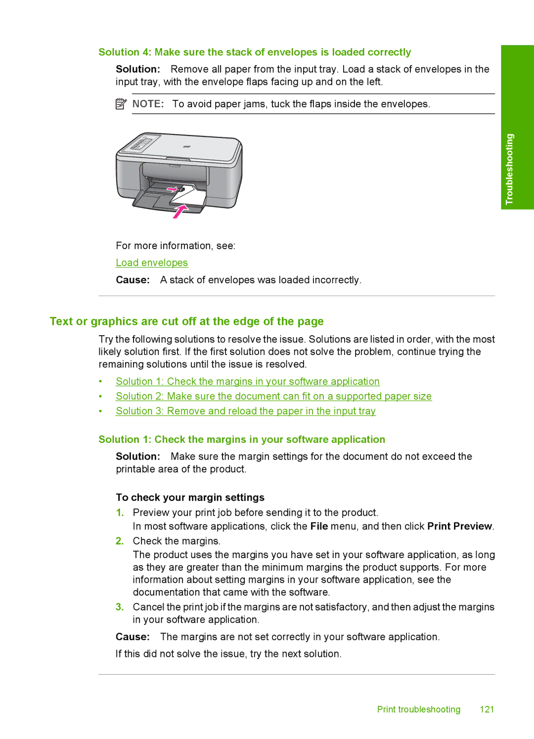 HP F2200 manual Text or graphics are cut off at the edge, Solution 1 Check the margins in your software application 