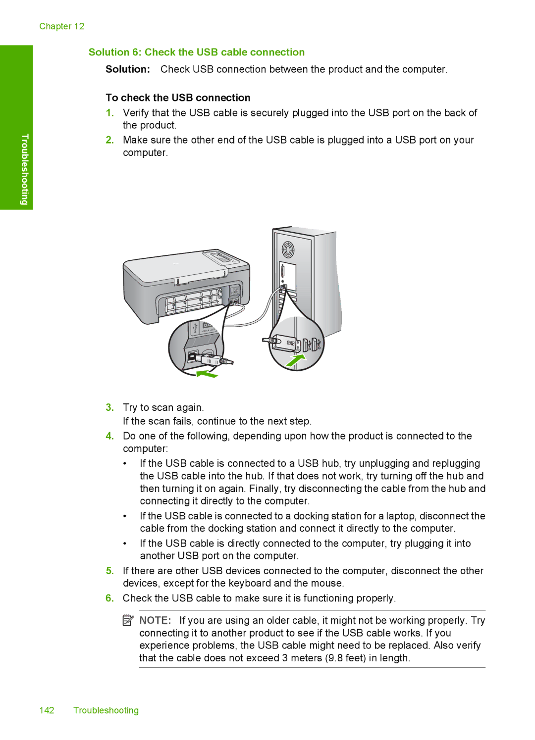 HP F2200 manual Solution 6 Check the USB cable connection, To check the USB connection 