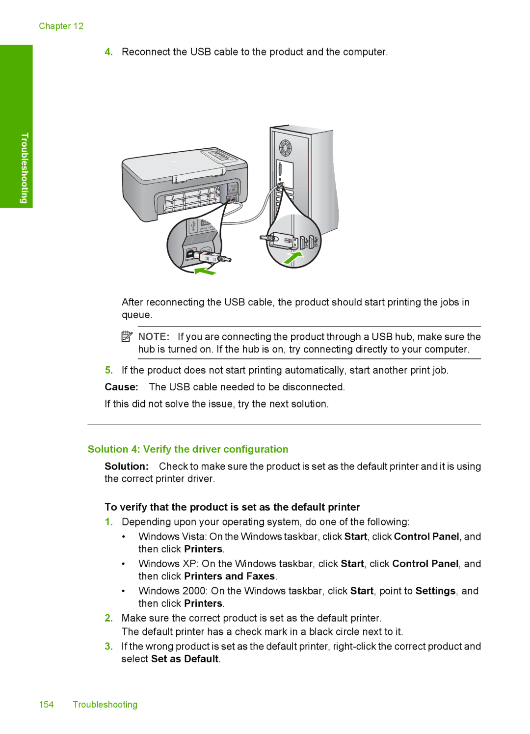 HP F2200 manual Solution 4 Verify the driver configuration, To verify that the product is set as the default printer 