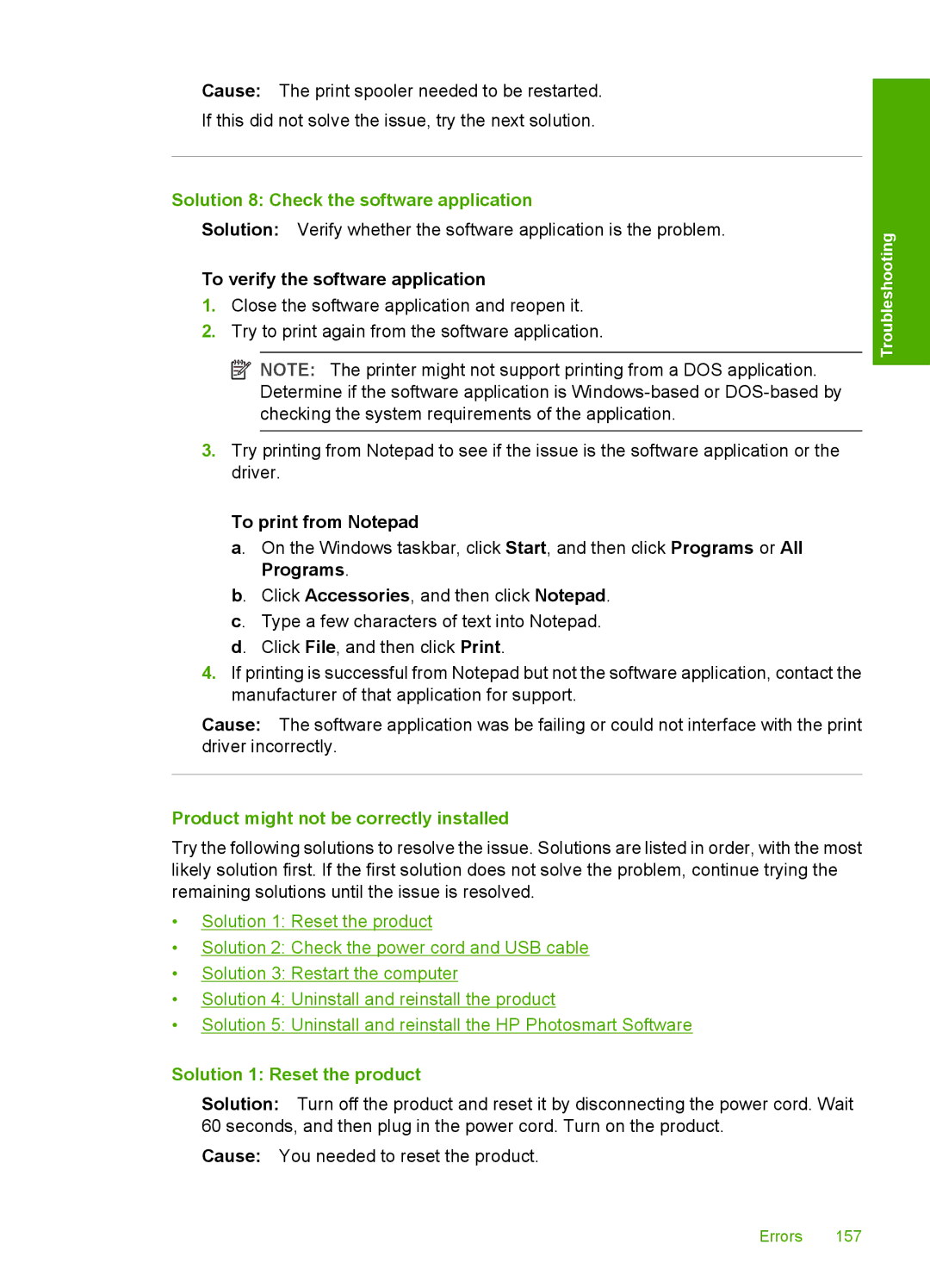 HP F2200 manual Solution 8 Check the software application, To verify the software application, To print from Notepad 