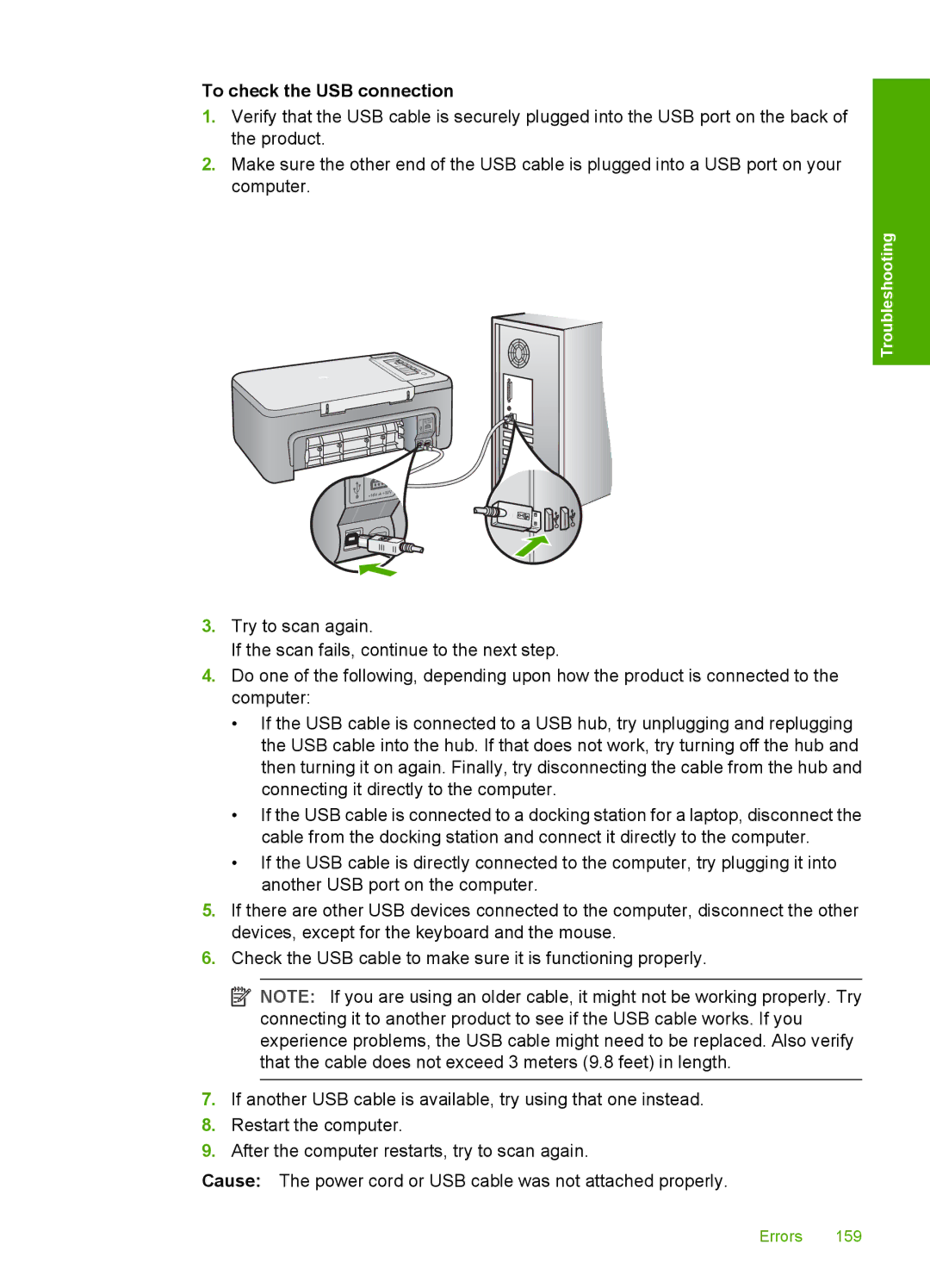 HP F2200 manual To check the USB connection 