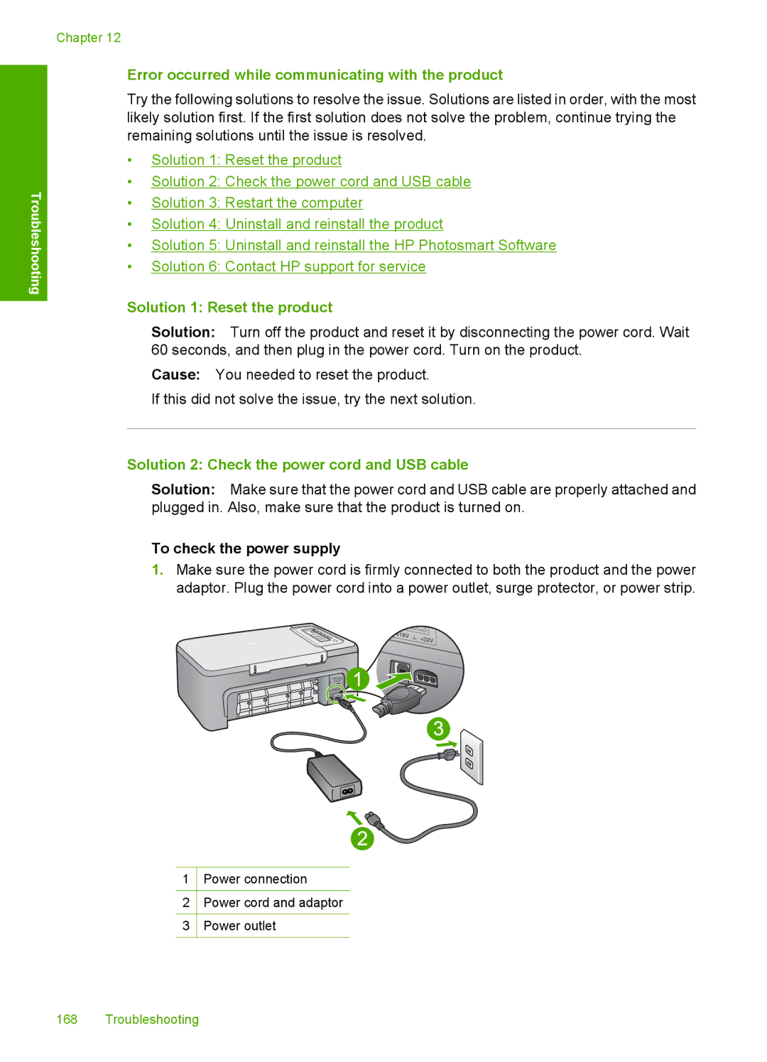 HP F2200 manual Error occurred while communicating with the product, Solution 1 Reset the product 