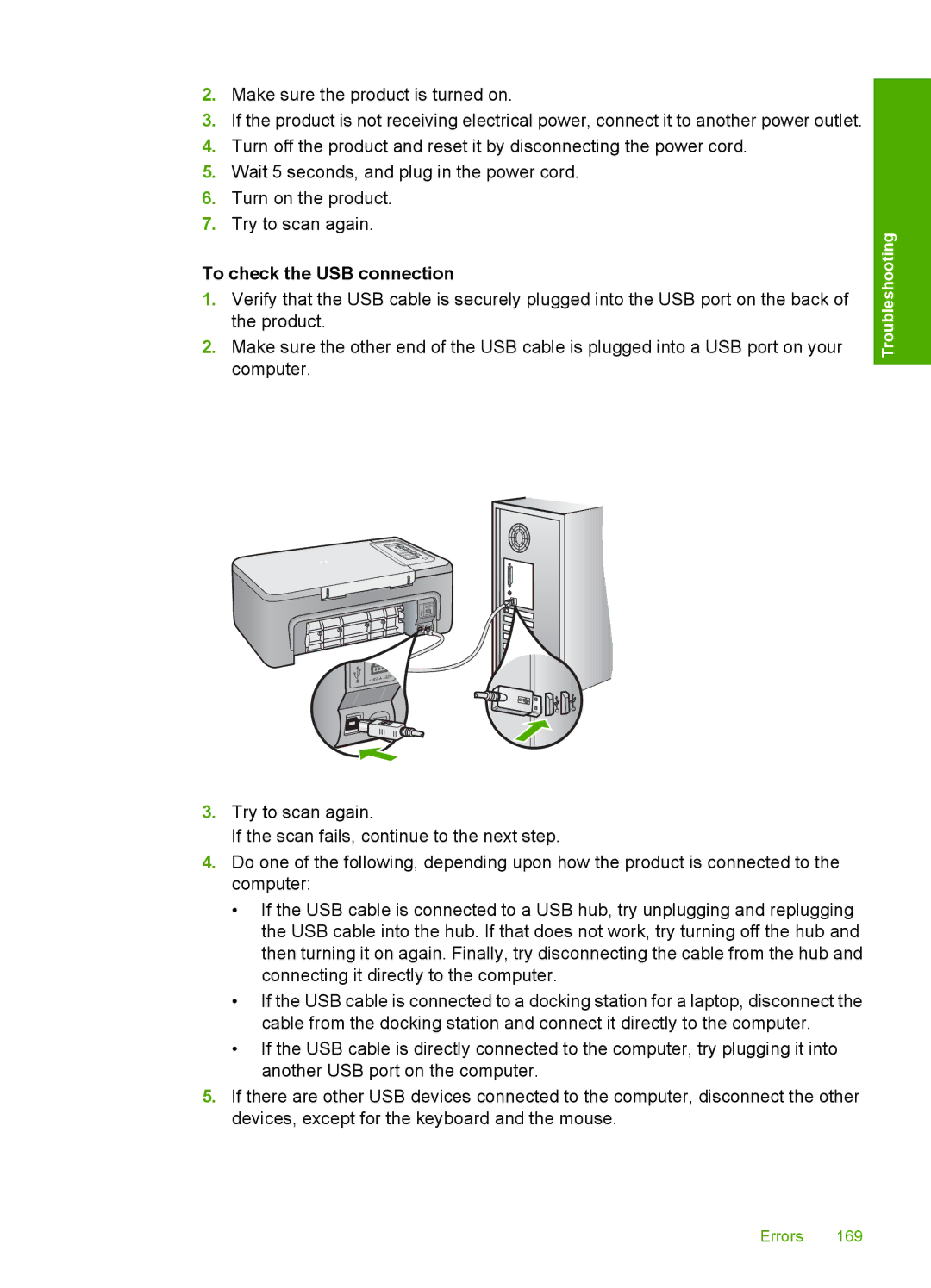 HP F2200 manual To check the USB connection 