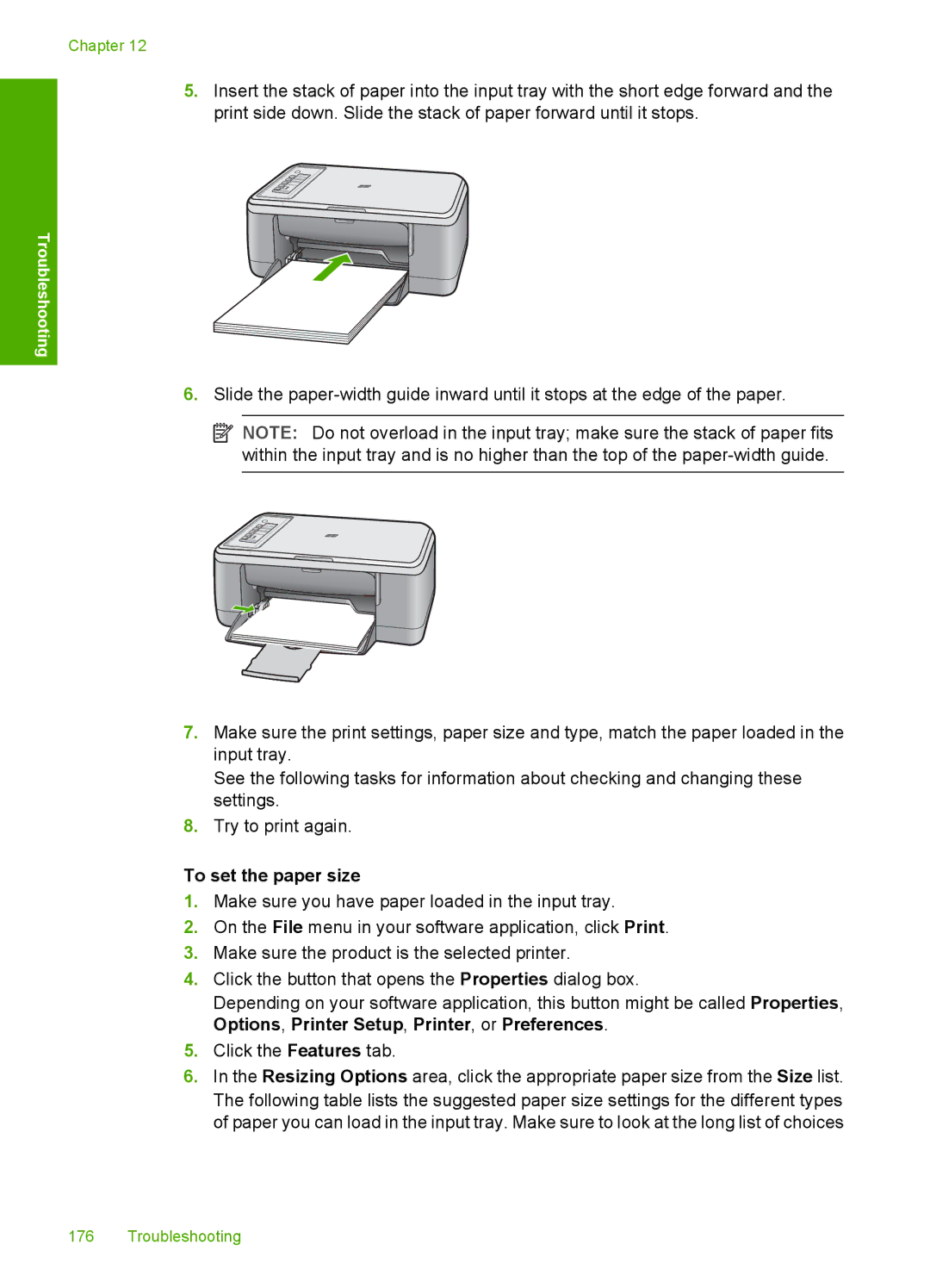 HP F2200 manual To set the paper size 