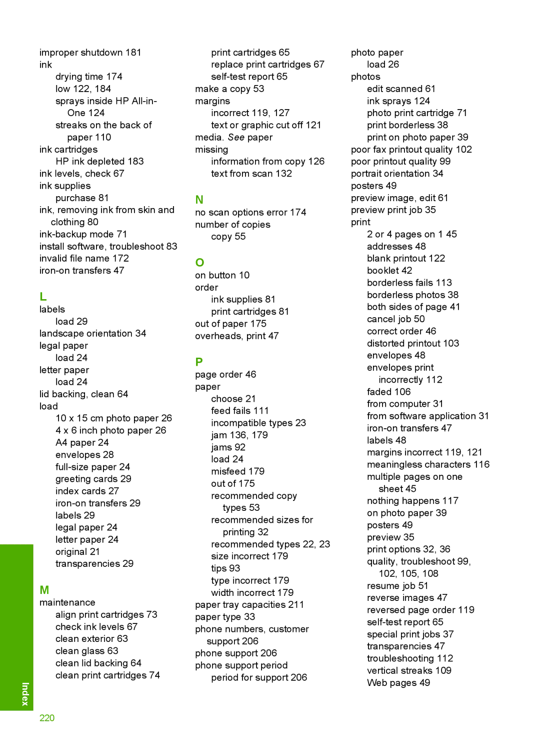 HP F2200 manual Index 