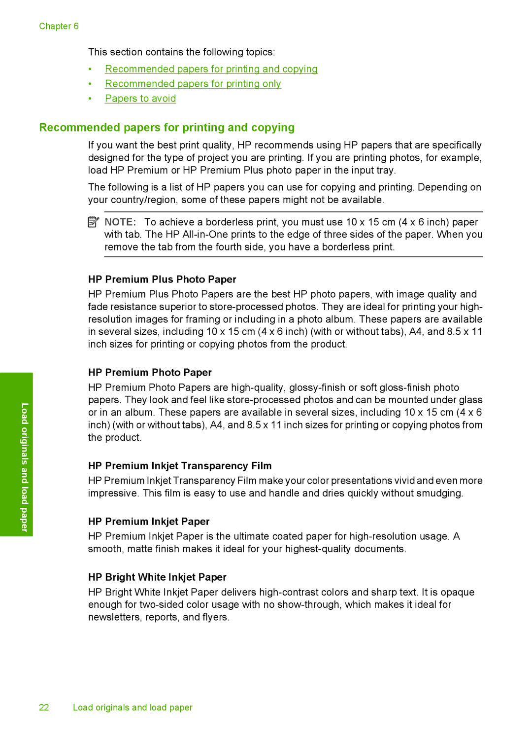 HP F2200 manual Recommended papers for printing and copying 