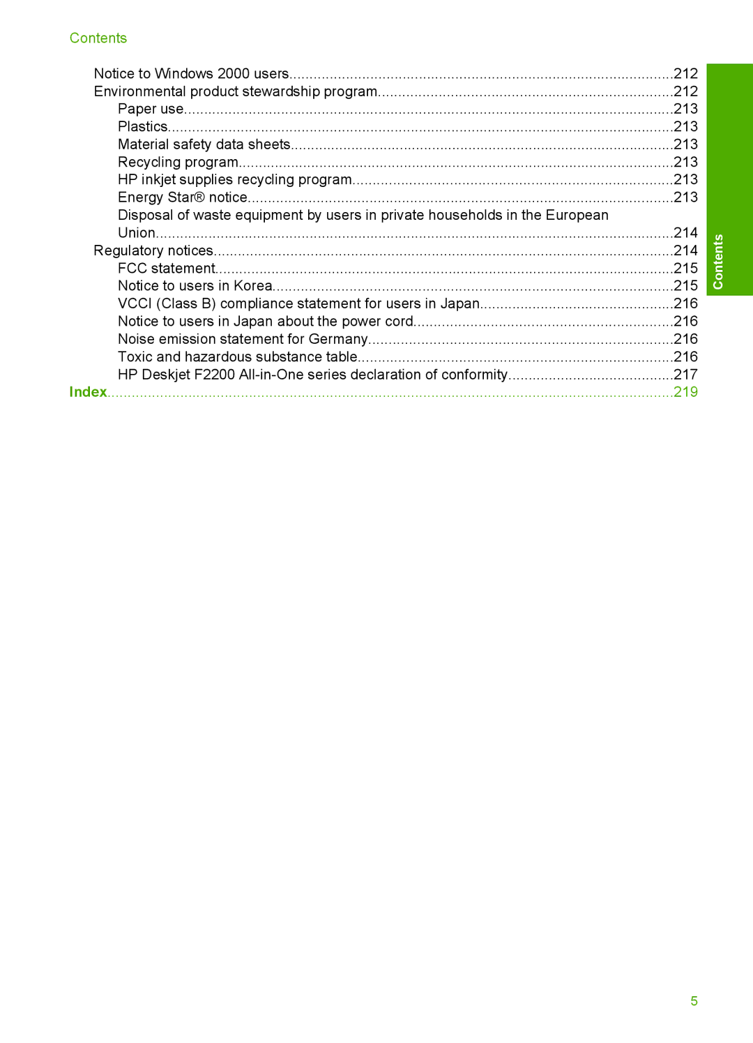 HP F2200 manual Index 