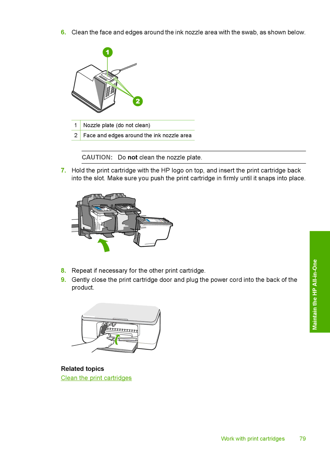 HP F2200 manual Clean the print cartridges 