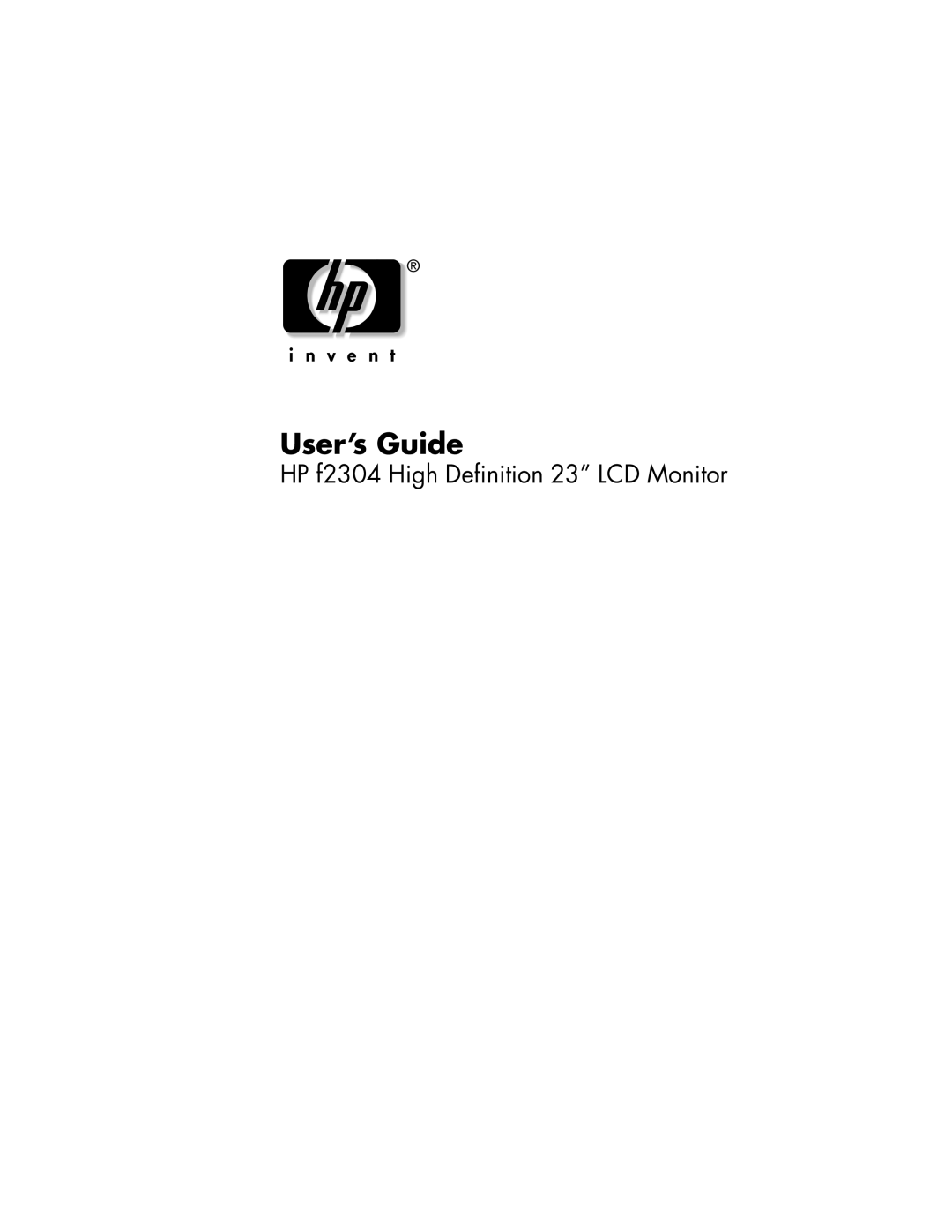 HP f2304 High Def manual Hp f2304, Vga Dvi 