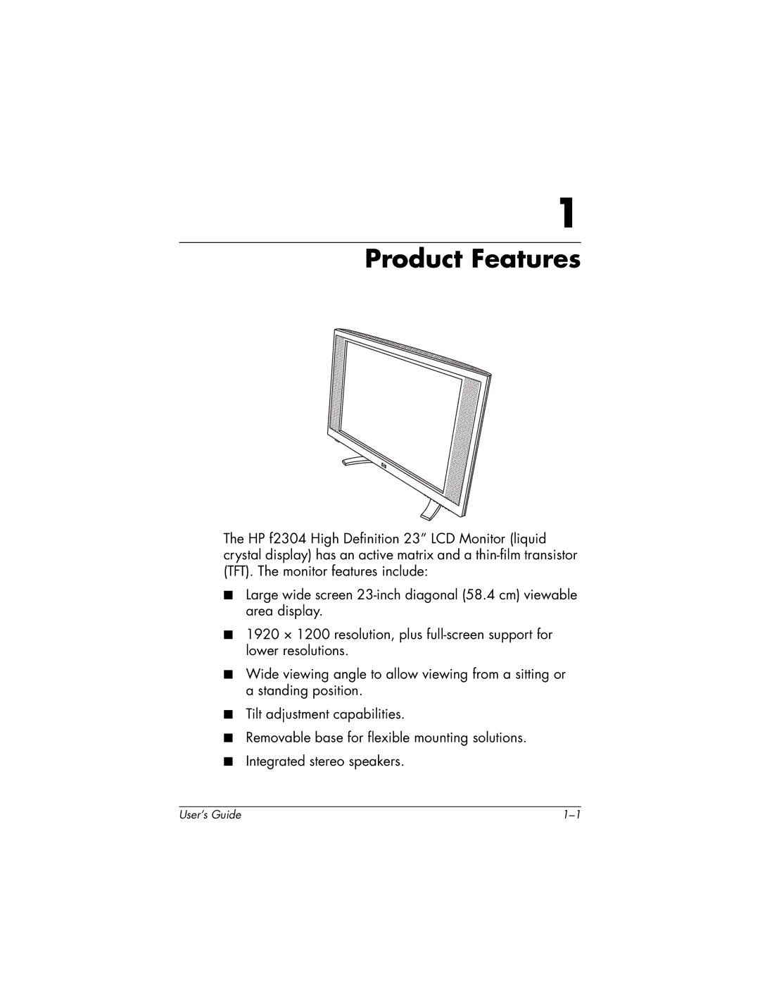 HP f2304 High Def manual Product Features 